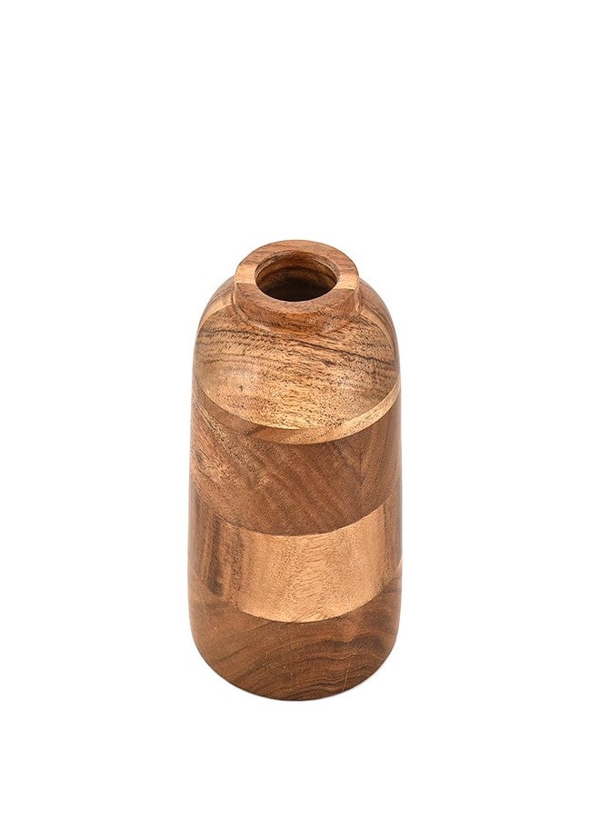 Kimona Vase Acacia Wood Vintage Farmhouse Flowers Vase for Home Office Table Shelf Mantel Porch Decorations (4" X 4" X 6") - Image 1